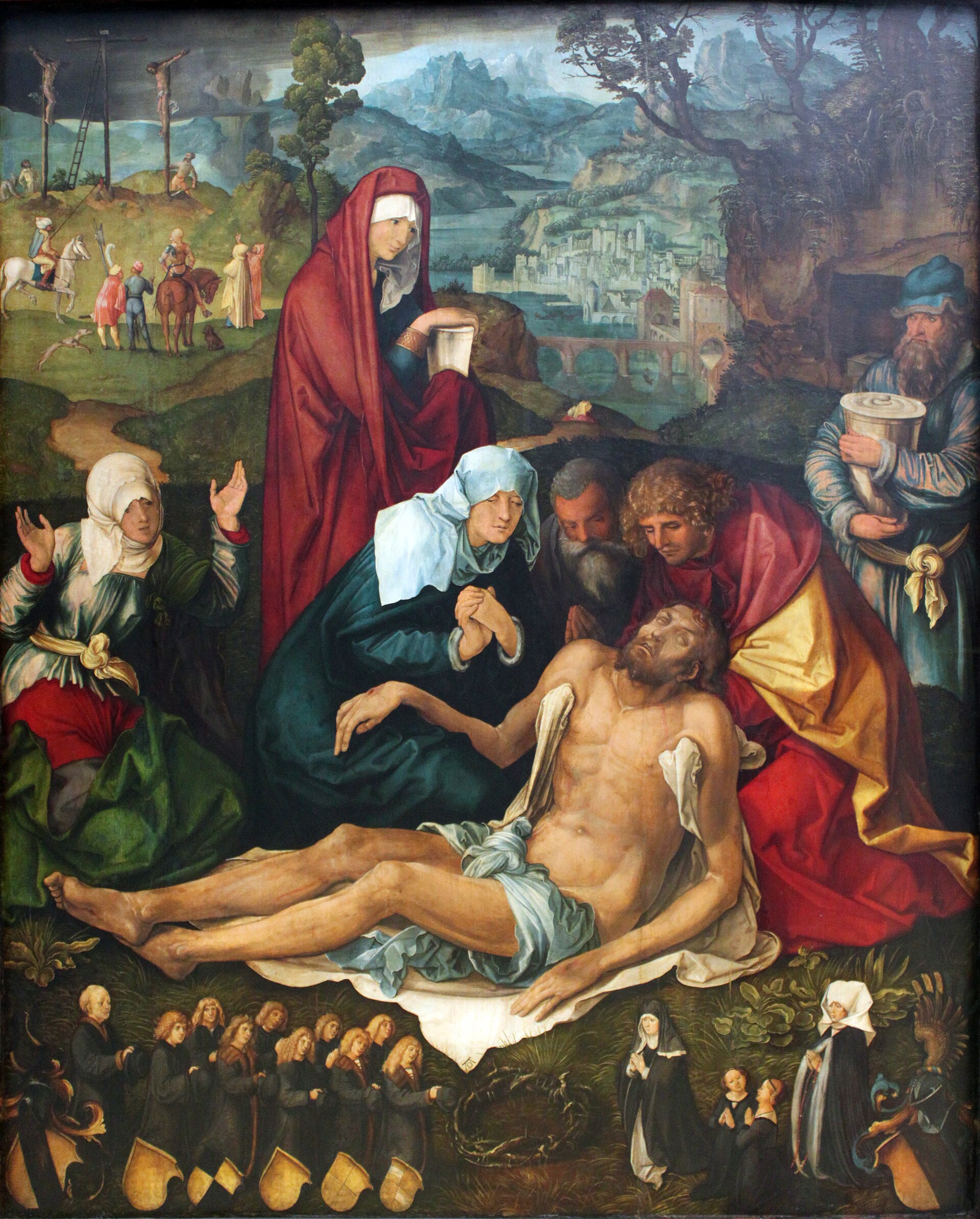 Imagem de referência de A lamentação sobre o Cristo morto, descrito nos dados abertos como pintura de Albrecht Dürer