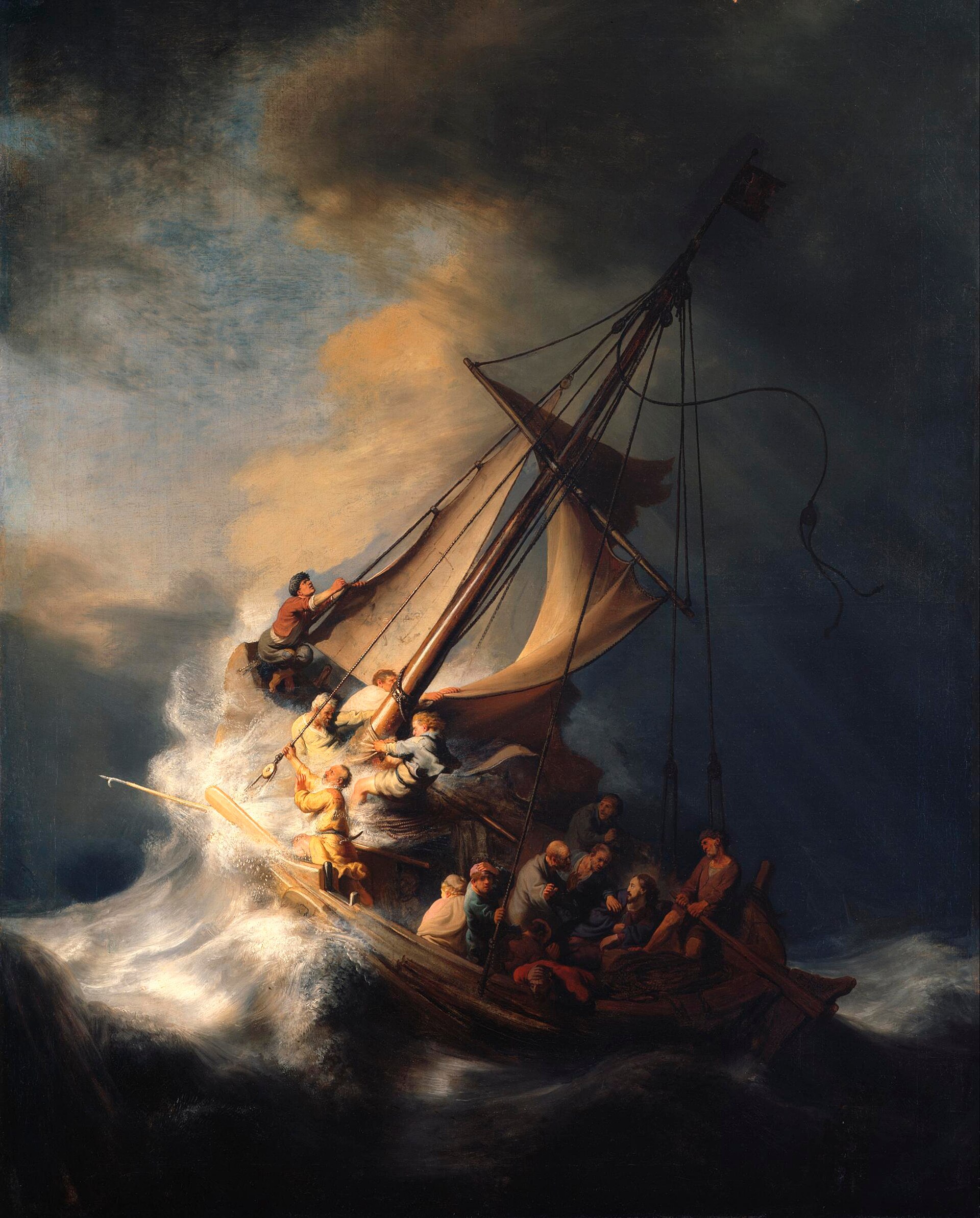 Imagem de referência de A Tempestade no Mar da Galiléia, descrito nos dados abertos como pintura de Rembrandt