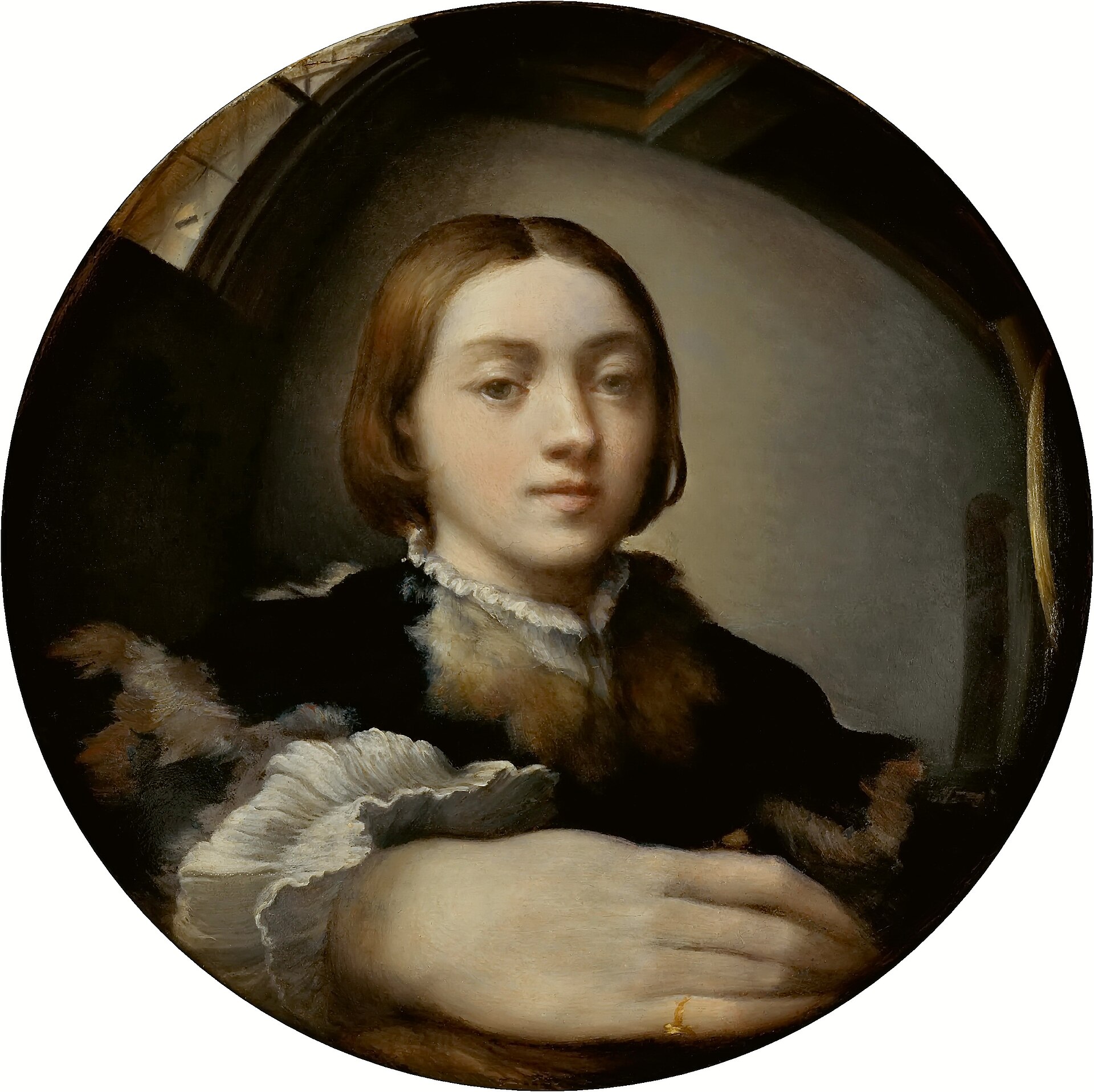 Imagem de referência de Auto-retrato, descrito nos dados abertos como pintura de Parmigianino