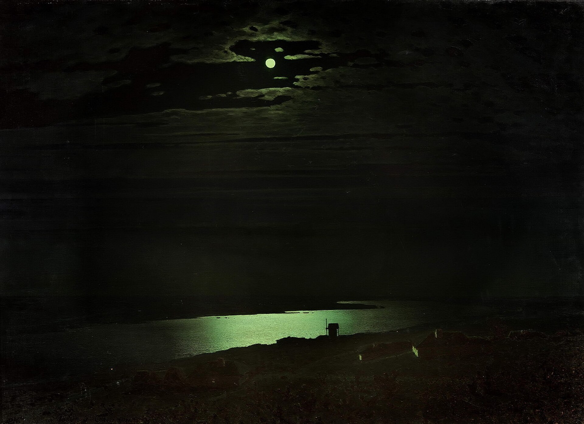 Imagem de referência de Noite de luar no Dnieper, descrito nos dados abertos como pintura de Arkhip Kuindzhi