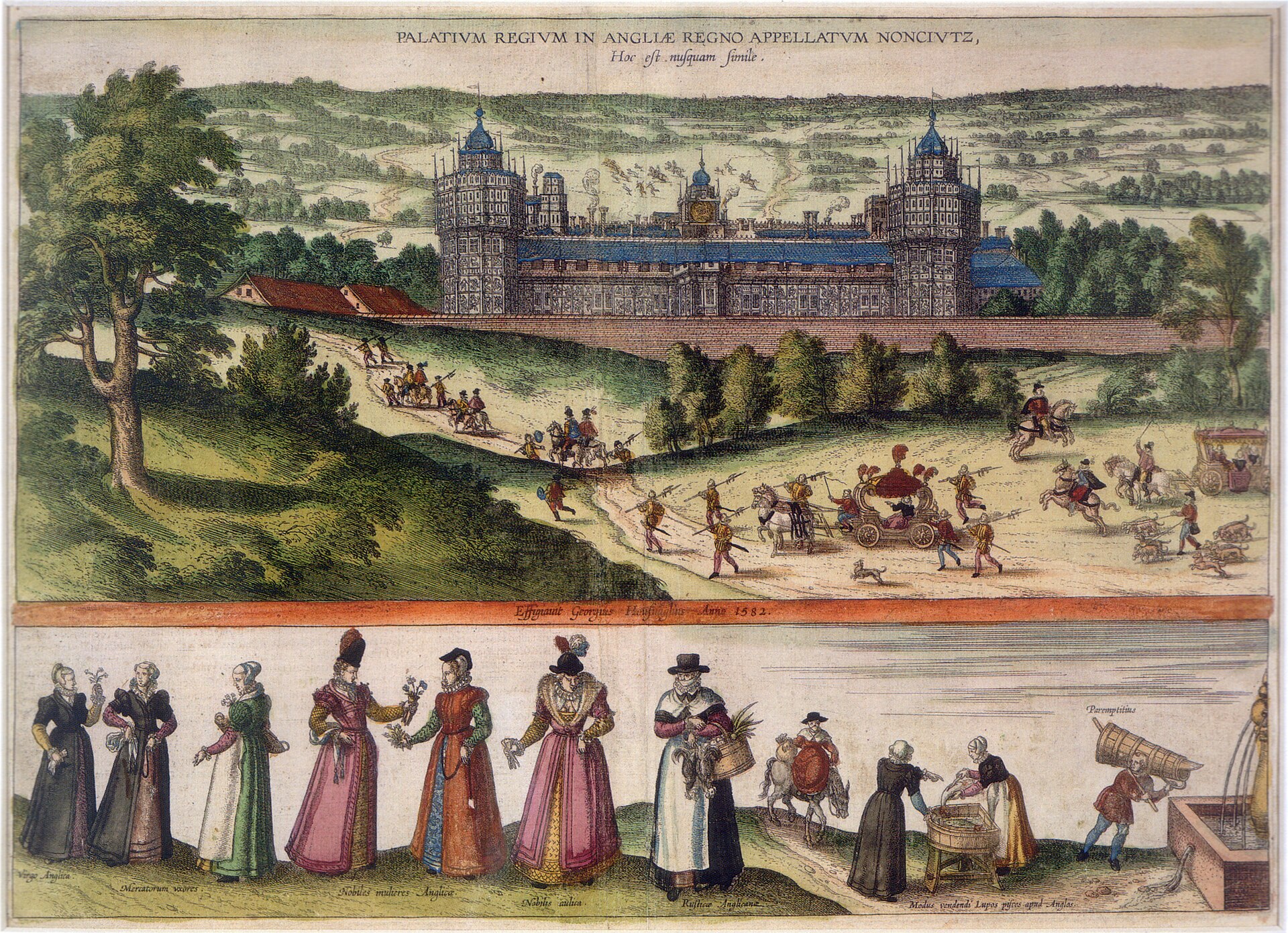 Imagem de referência de Nonsuch Palace, descrito nos dados abertos como palácio real anterior no Reino Unido