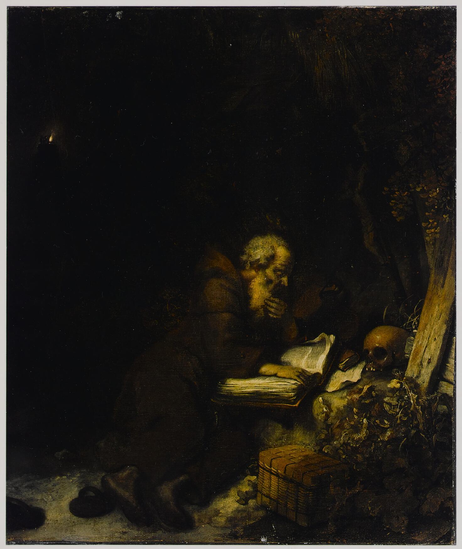 Imagem de referência de Eremita em leitura, descrito nos dados abertos como pintura de Gerbrand van den Eeckhout