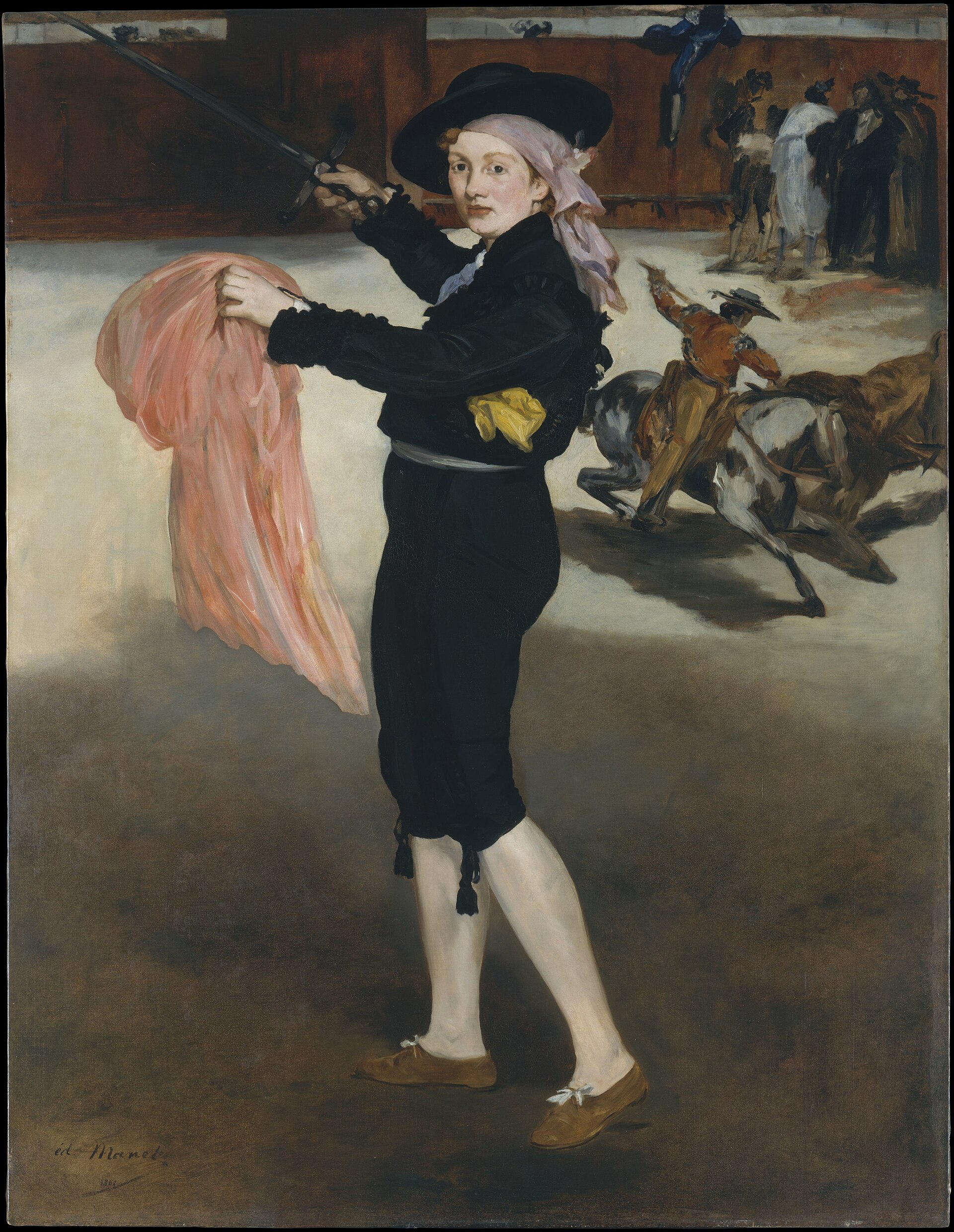 Imagem de referência de Victorine Meurent em traje de toureiro, descrito nos dados abertos como pintura de Édouard Manet