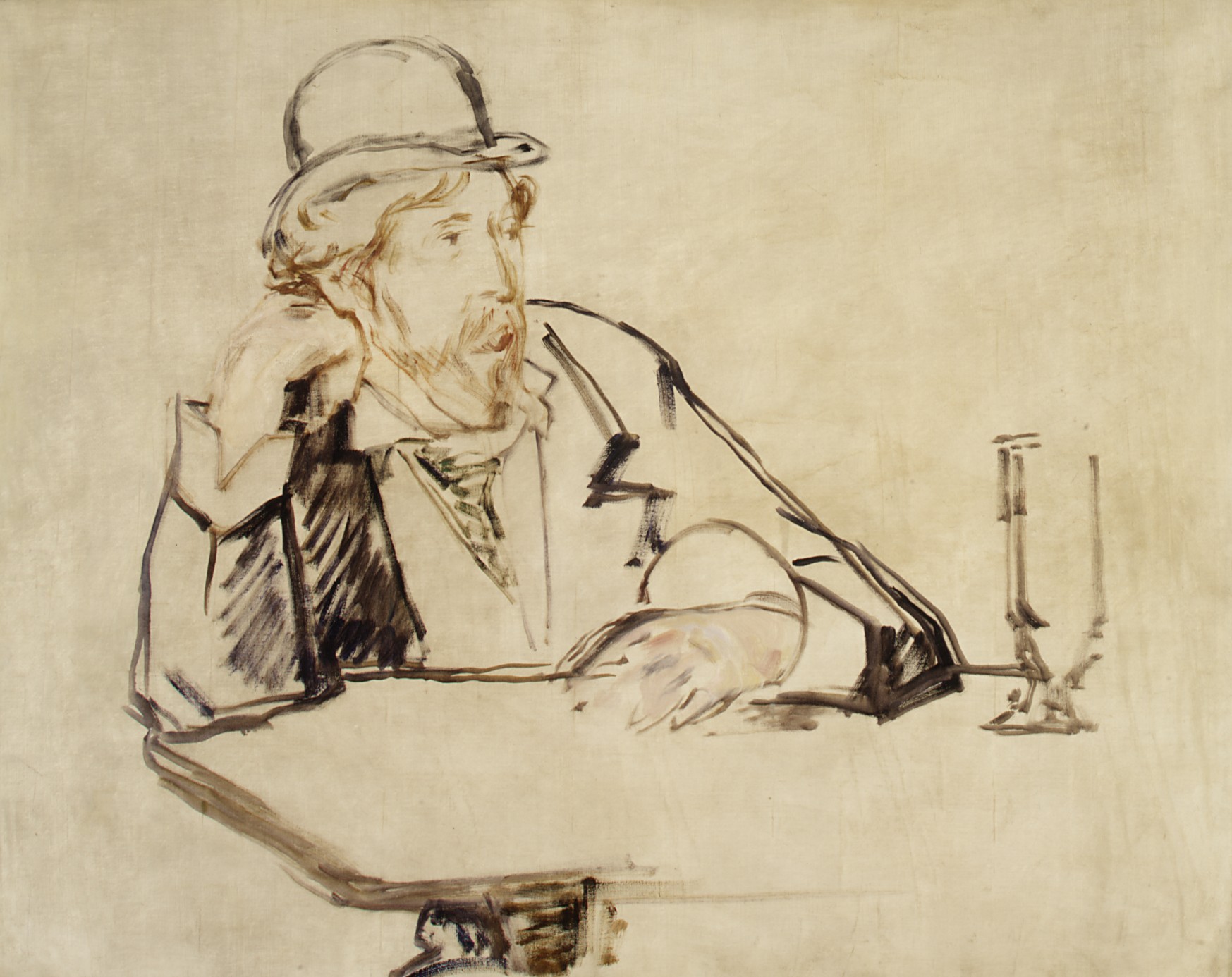 Imagem de referência de George Moore no café, descrito nos dados abertos como pintura de Édouard Manet