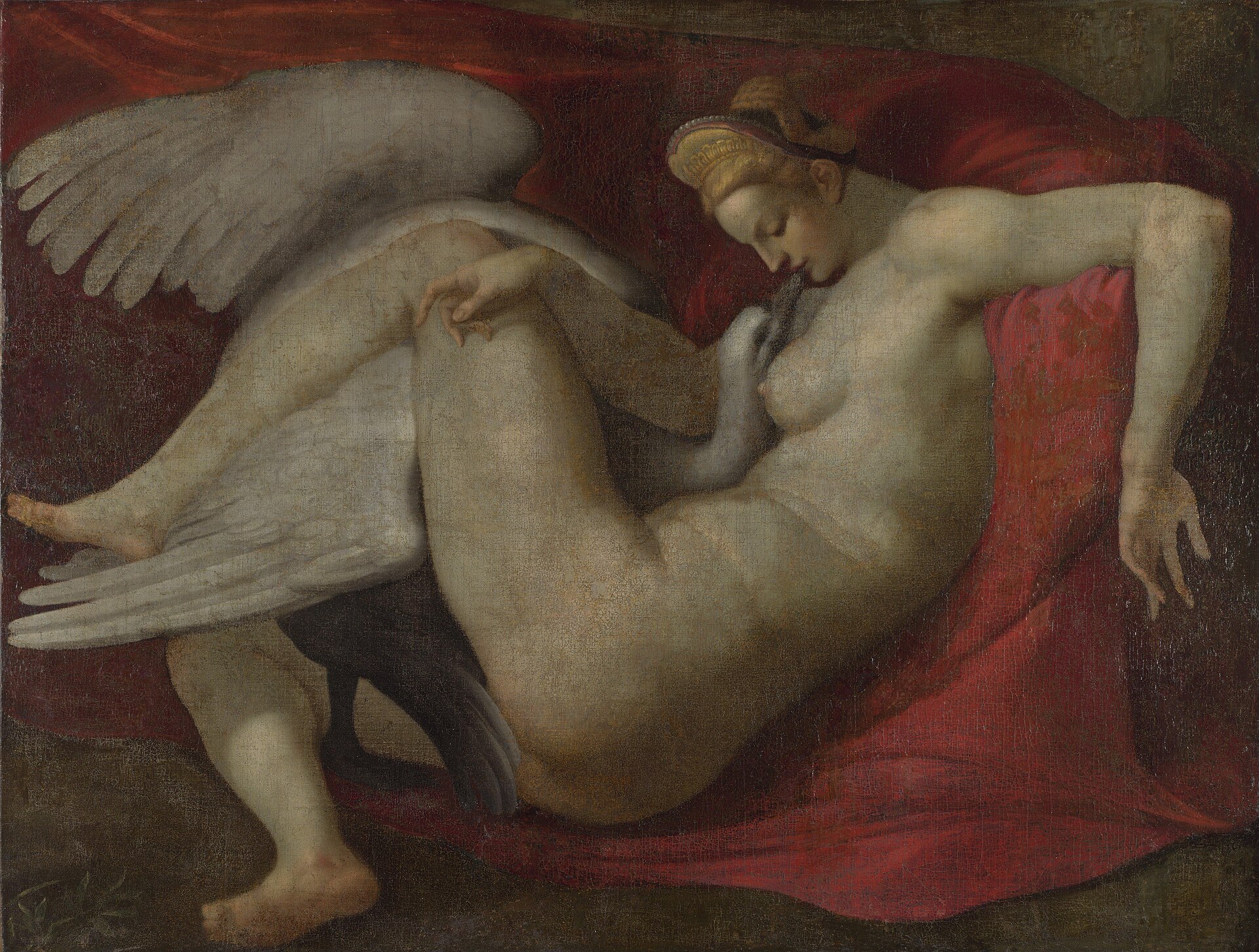 Imagem de referência de Leda e o Cisne, descrito nos dados abertos como pintura de desconhecido