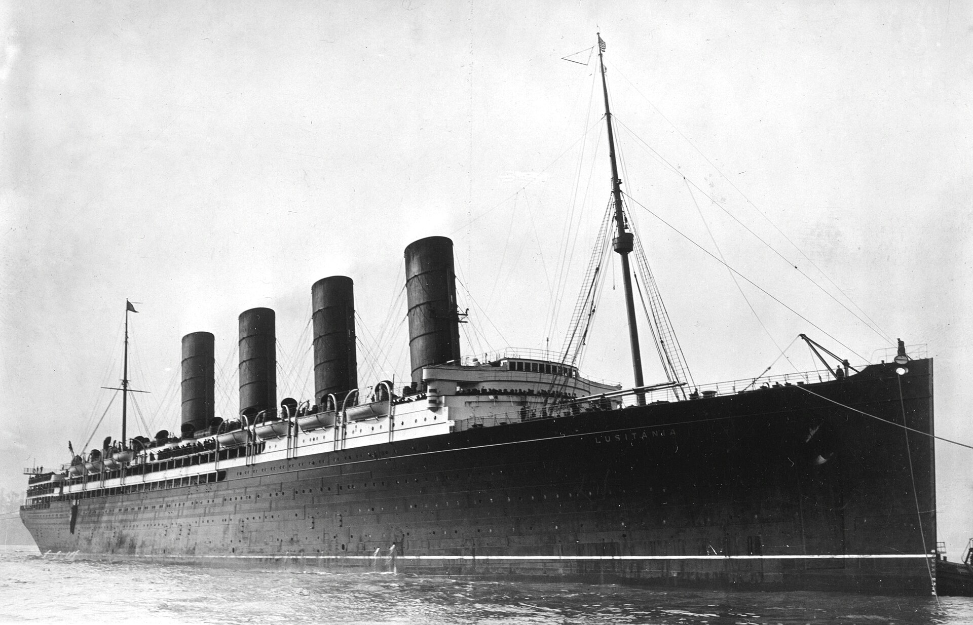 Imagem de referência de RMS Lusitania, descrito nos dados abertos como transatlântico britânico operado pela Cunard Line, afundou na Primeira Guerra Mundial
