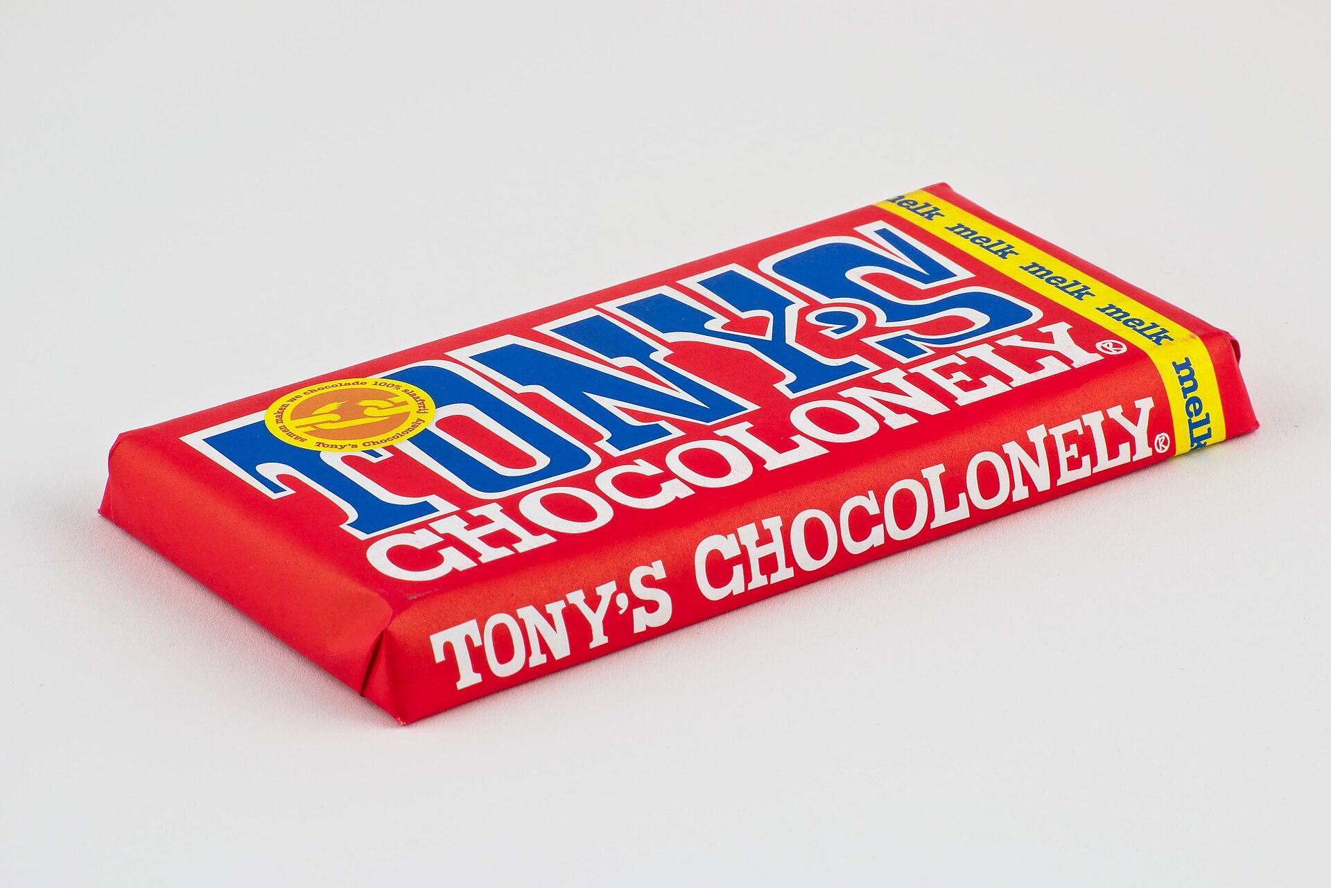 Imagem de referência relacionada a Tony's Chocolonely, item descrito como marca holandesa de chocolate