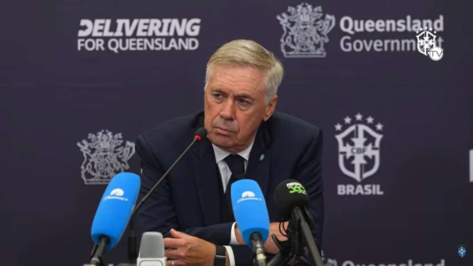 Carlo Ancelotti em coletiva ap&oacute;s a vit&oacute;ria da Sele&ccedil;&atilde;o em amistoso contra a Austr&aacute;lia