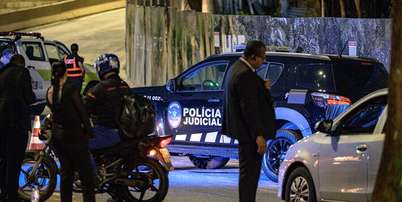 Policiamento no entorno de espaço de eventos onde ocorreu casamento do filho de Alexandre de Moraes em São Paulo Foto: Isabella Finholdt/Estadão / Estadão