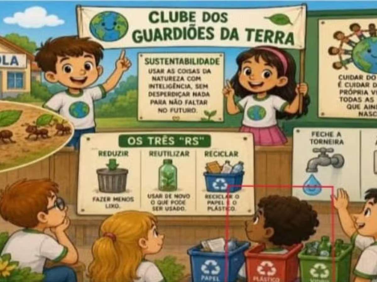 Atividade escolar traz ilustração de menino negro dentro de lixeira; material foi entregue na rede pública