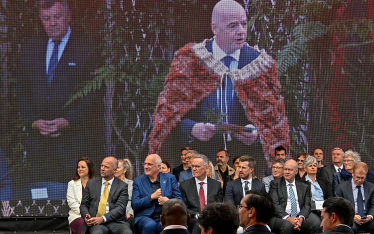 FIFA President Giovanni Infantino during a Powhiri ceremony to welcome the FIFA Women's World Cup 2023 tournament to New Zealand.