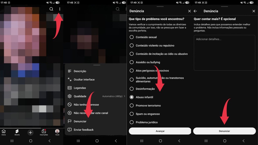 Veja como denunciar conteúdo ilegal no YouTube — Foto: Reprodução/Diego Cataldo