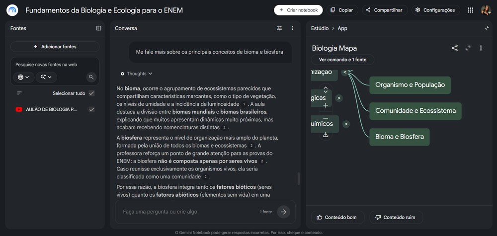 Guia do TechTudo explica como usar o mapa mental no NotebookLM — Foto: Reprodução/Erika Martins