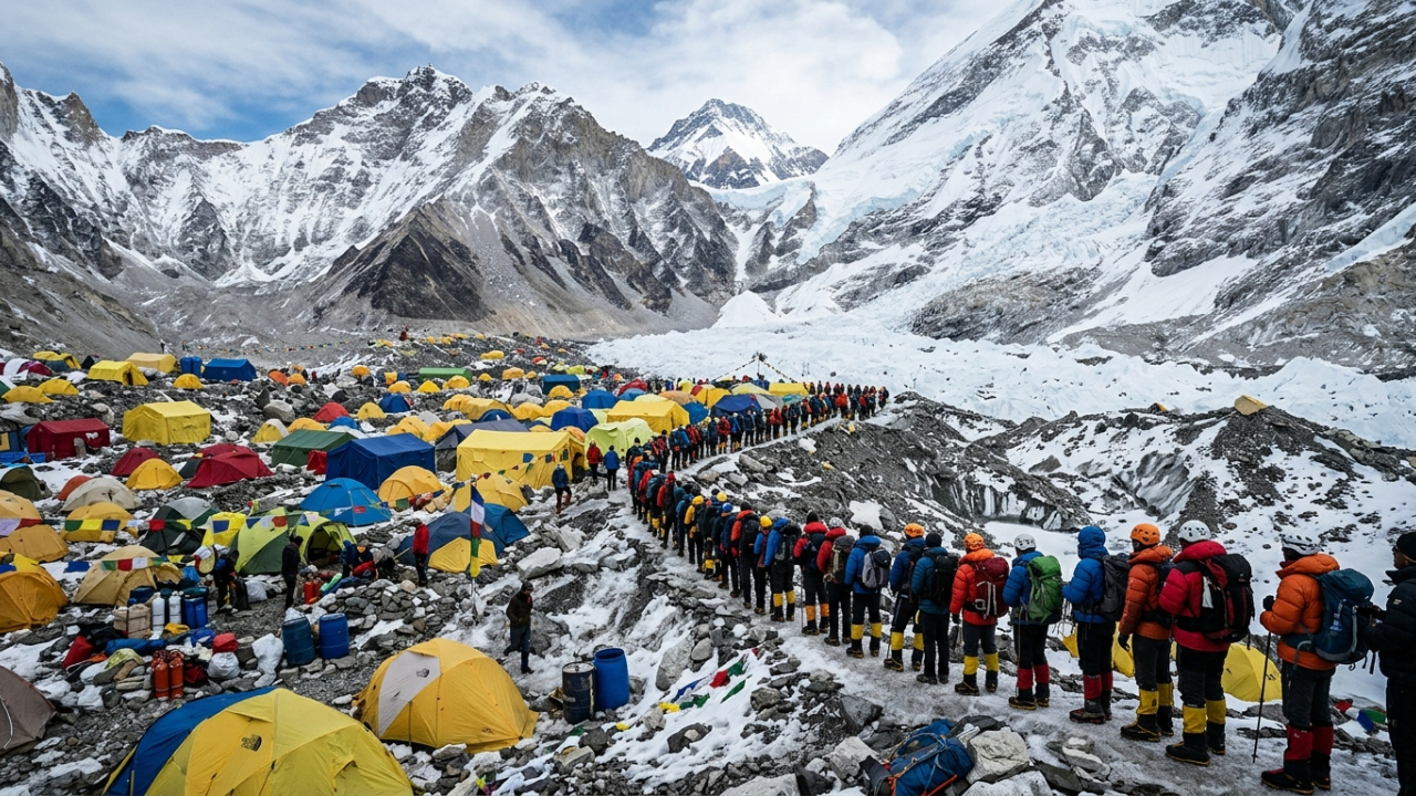 Cada temporada de escalada deixa milhares de litros de urina na neve do Everest, e um estudo estima que isso ajude a derreter cerca de 150 toneladas de gelo por ano: o número parece pequeno perto do aquecimento global, mas mostra o que muda quando a montanha vira fila