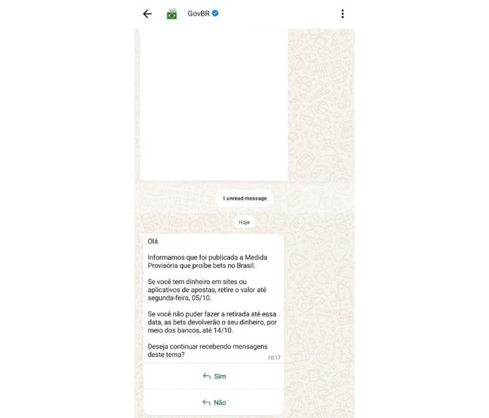 Receita Federal envia mensagem pelo WhatsApp sobre fim das bets? Saiba mais