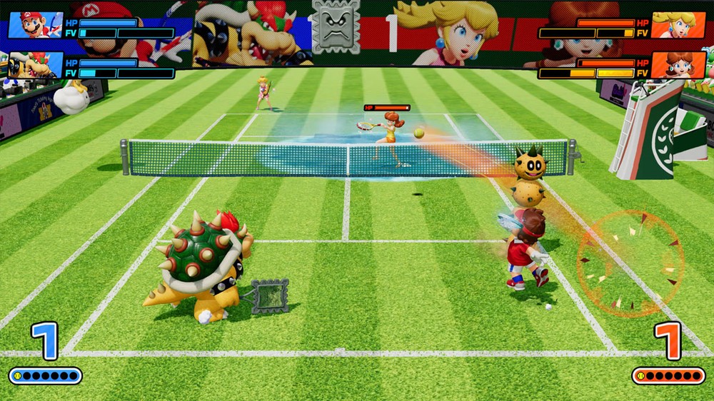 Mario Tennis Fever traz o aclamado gameplay de tênis de Mario e seus amigos com novidades como as Fever Rackets — Foto: Reprodução/Nintendo