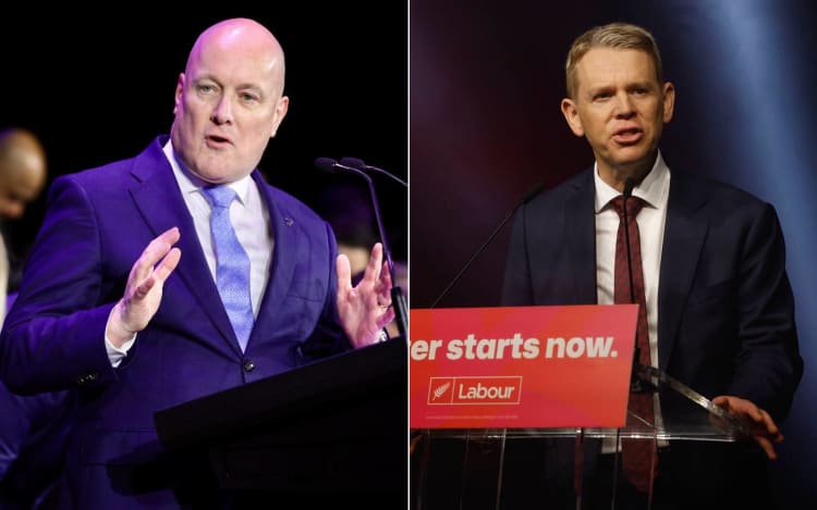 National Party leader Christopher Luxon and Labour leader Chris Hipkins at their respective campaign launches in Auckland.