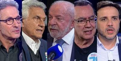 Zema, Caiado, Lula, Cury e Renan nas entrevistas veiculadas no 'Jornal da Record' Foto: Reproduções