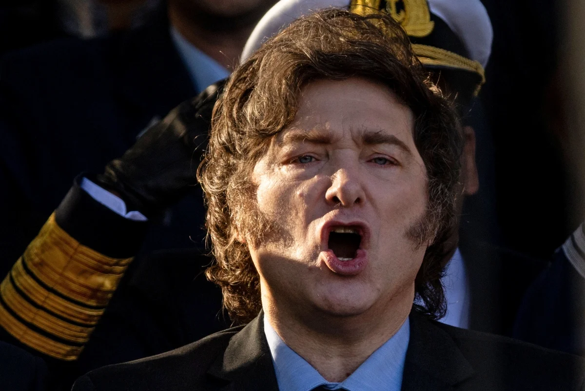 Imagem colorida do presidente Javier Milei