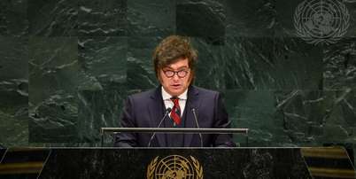 Javier Milei, presidente da Argentina discursa na 81ª sessão da Assembleia Geral Foto: UN Photo/Loey Felipe