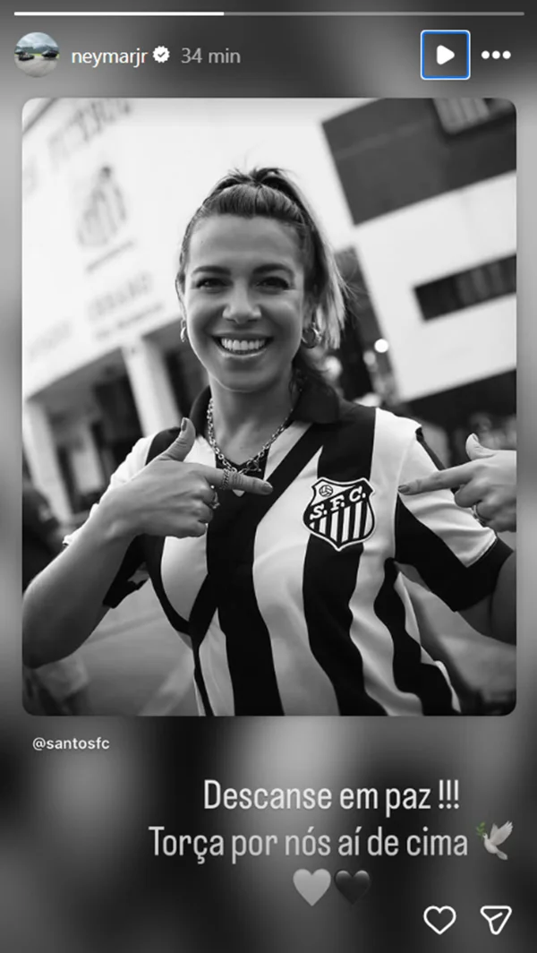 Neymar se manifesta e lamenta a morte de Naty Potira: “Torça por nós”