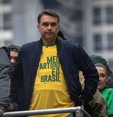 O candidato Flávio Bolsonaro em ato na Avenida Paulista, em 7 de setembro Foto: Taba Benedicto/ Estadão / Estadão