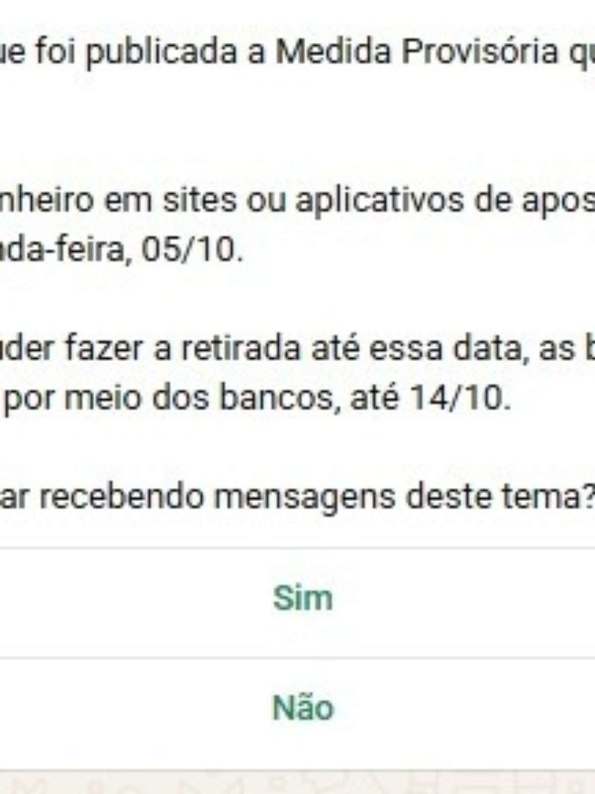 Governo dispara WhatsApp de alerta sobre MP que proíbe apostas