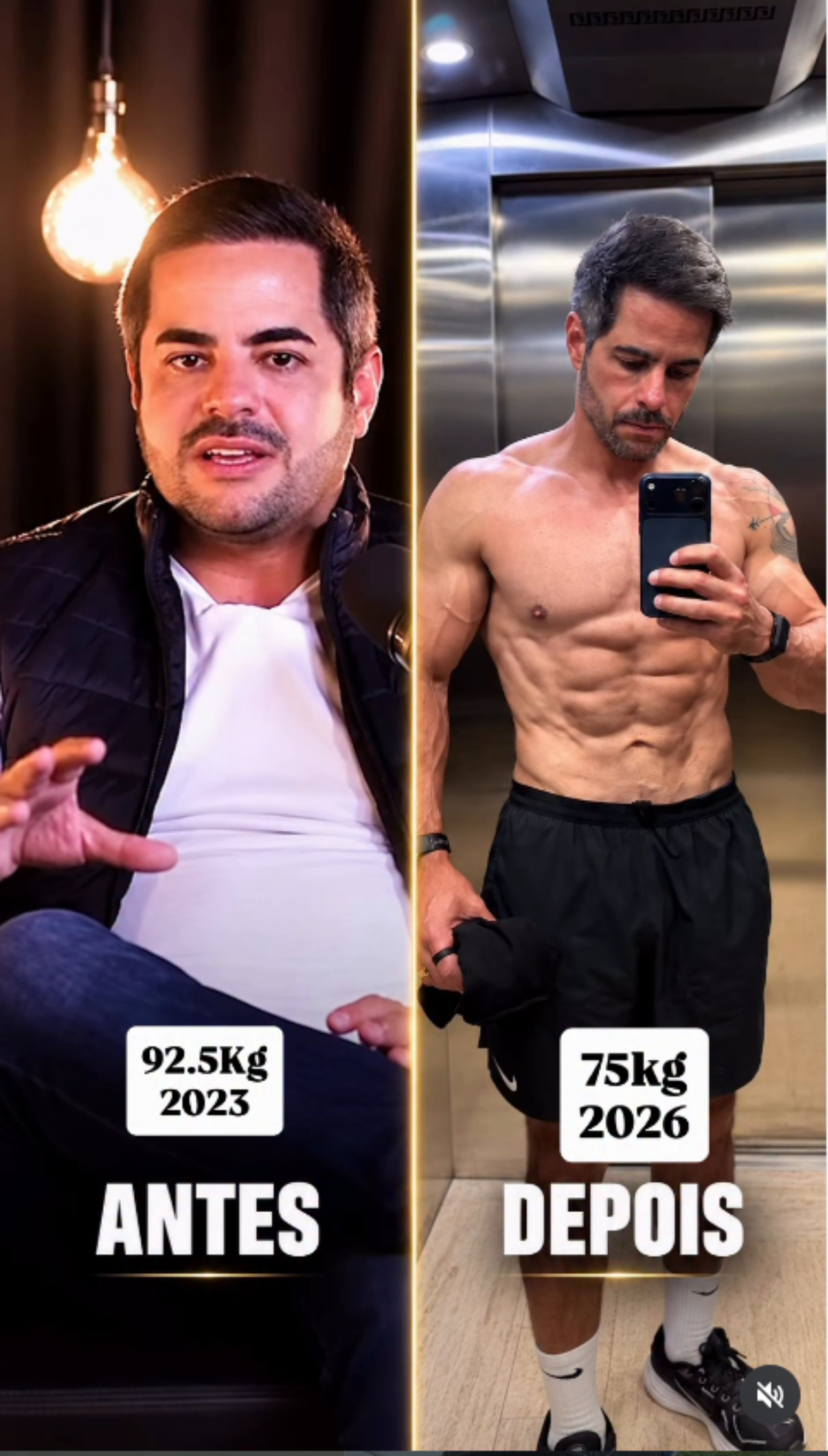 O empres&aacute;rio e marido de Simone Mendes, Kak&aacute; Diniz mostra o antes e depois
