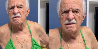 Ary Fontoura, 93 anos, fez uma brincadeira nas redes sociais ao aparecer usando um biqu&iacute;ni na cor verde neon Foto: Reprodu&ccedil;&atilde;o/Instagram/@aryfontoura