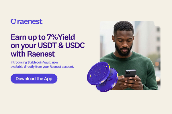 A Raenest lança o Stablecoin Vault, oferecendo até 7% de rendimento anual (APY) em USDC e USDT.