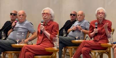 Fernanda Montenegro e Ary Fontoura na coletiva de 'Velhos Bandidos' Foto: