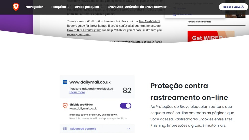 Usuários que preferem navegar sem deixar rastros podem optar pelo Brave — Foto: Reprodução/Brave