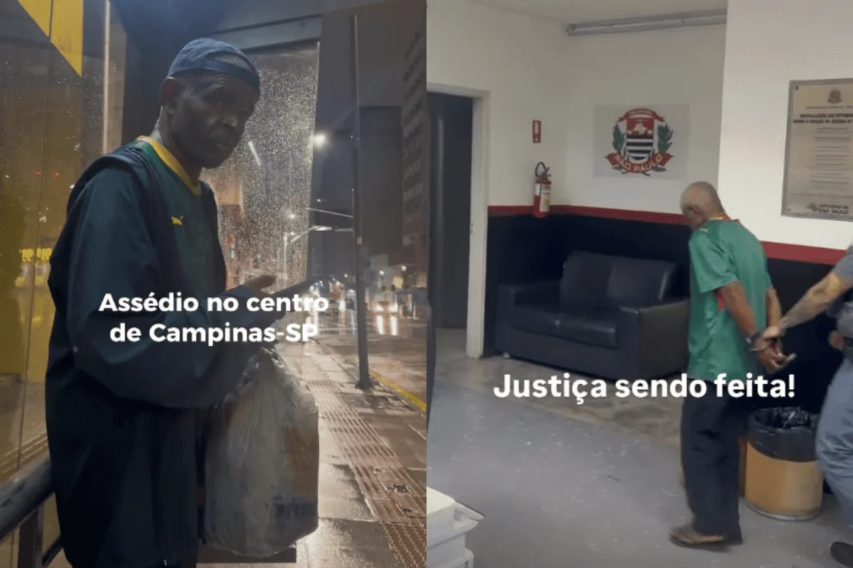 Colagem colorida de home preso suspeito de assediar sexualmente mulheres em pontos de ônibus de Campinas - Metrópoles
