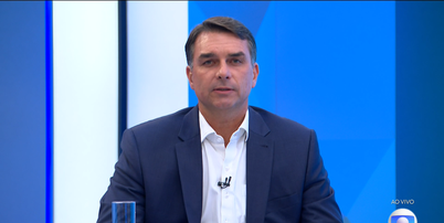 Fl&aacute;vio Bolsonaro durante entrevista na Rede Globo Foto: Reprodu&ccedil;&atilde;o/Globo