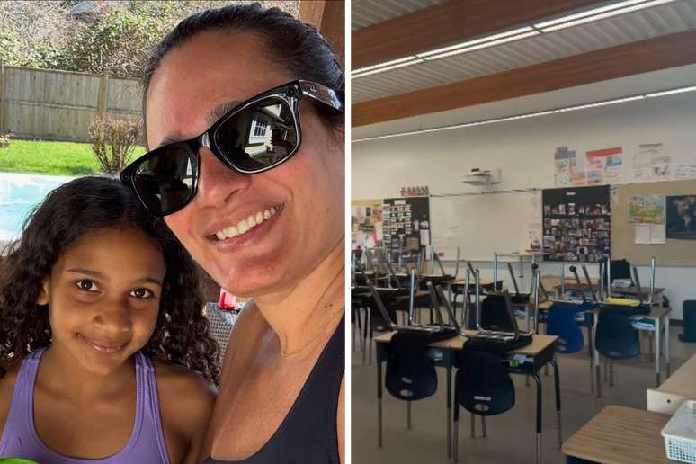 Esposa de Jacaré, do É o Tchan, se impressiona ao visitar escola pública no Canadá: 'Apaixonada pela educação daqui'