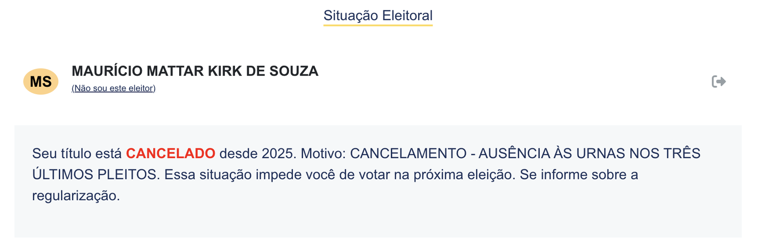 Maurício Mattar está com título de eleitor cancelado