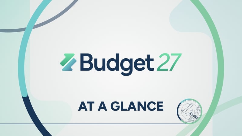 Graphic with Budget 2027 logo featuring coins and the words at At A Glance