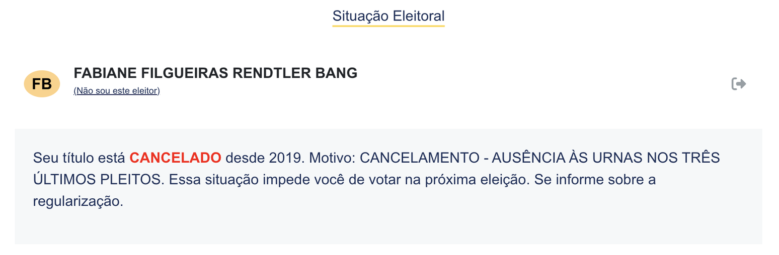 Fabi Bang está com título de eleitor cancelado