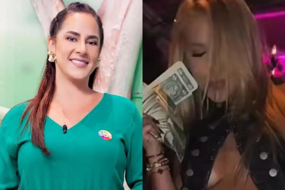 Montagem Silvia Abravanel e print de VIrginia Fonseca em uma boate dos EUA