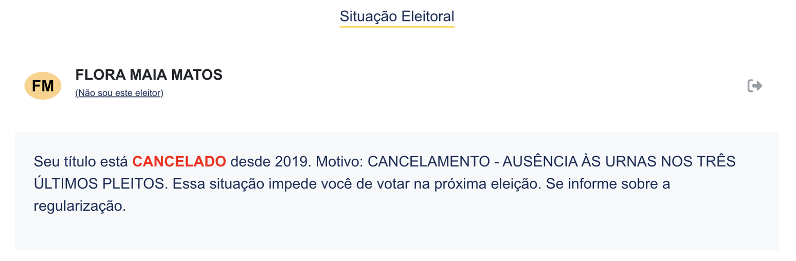 Flora Matos está com título de eleitor cancelado