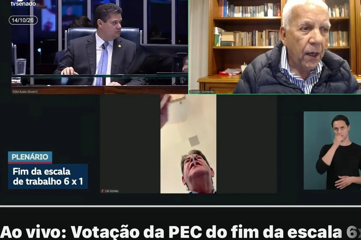Cid Gomes aparece com cigarro na boca durante votação do fim da escala 6x1