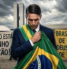 O ator Jim Caviezel interpreta Jair Bolsonaro no filme 'Dark Horse'. Foto: Reprodução / Estadão